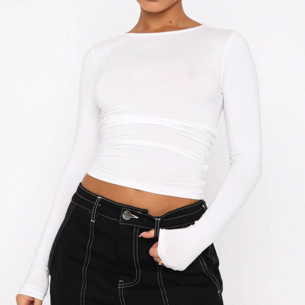 White Long-Sleeve Top